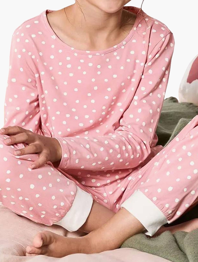Pink polka dot pyjamas hotsell